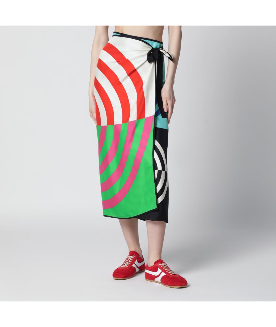 DRIES VAN NOTEN Мульти шелковая юбка миди, фото 3
