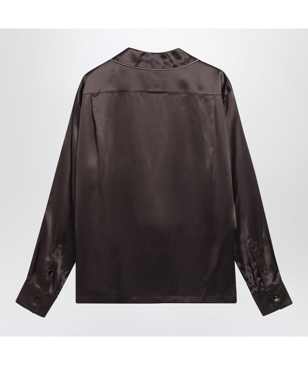 DOLCE&GABBANA Коричневая шелковая кэжуал рубашка, фото 2