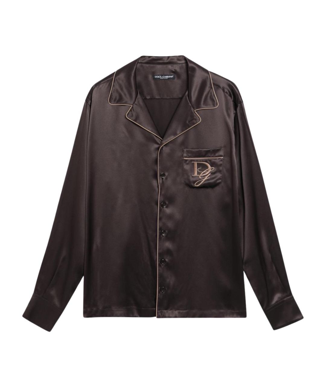DOLCE&GABBANA Коричневая шелковая кэжуал рубашка, фото 1