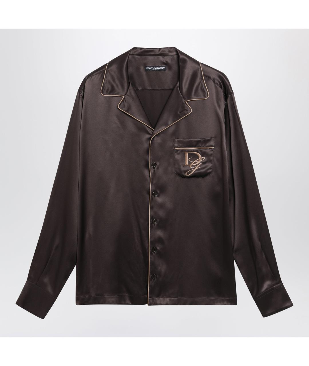 DOLCE&GABBANA Коричневая шелковая кэжуал рубашка, фото 3