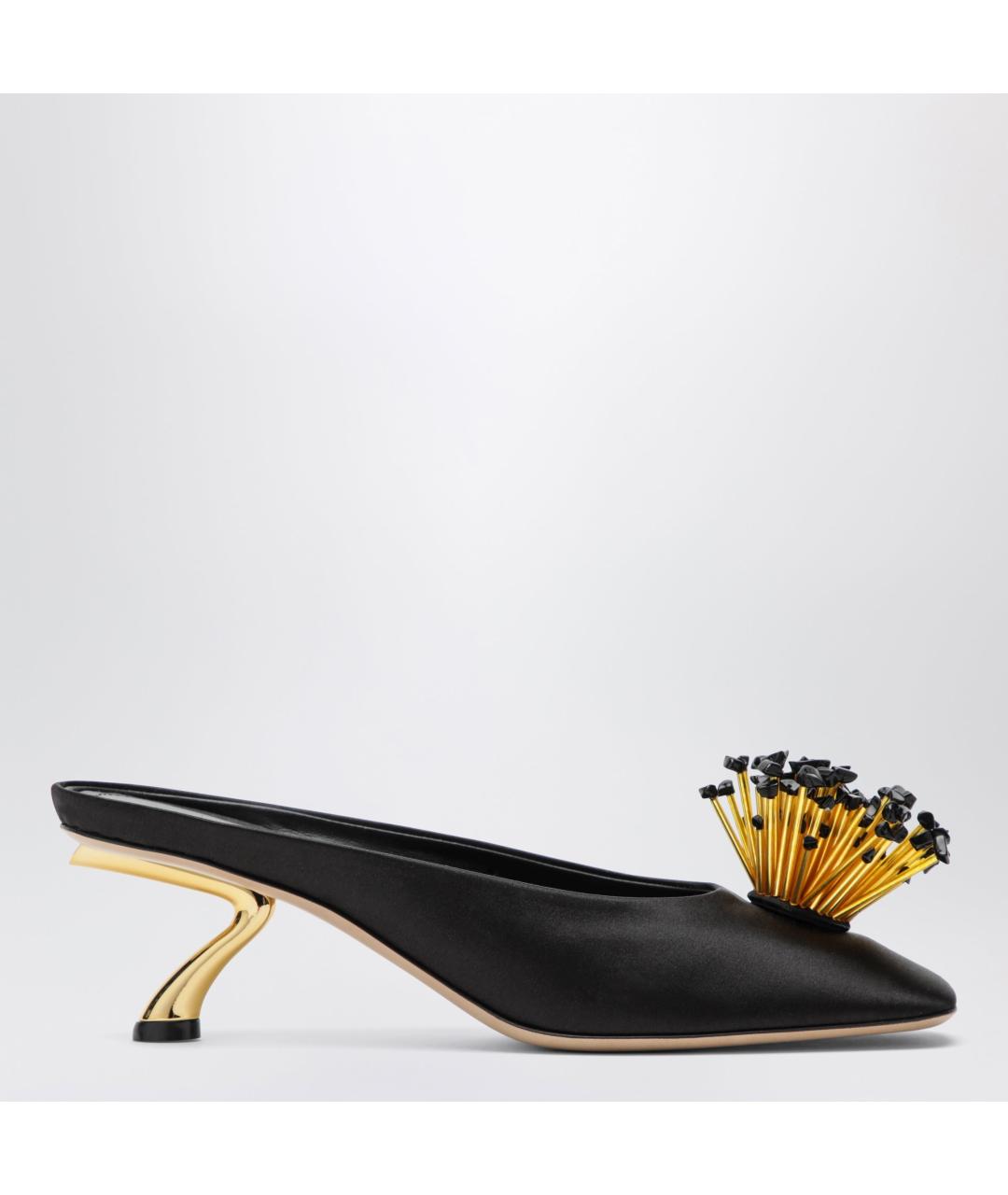 FERRAGAMO Черные текстильные мюли, фото 3