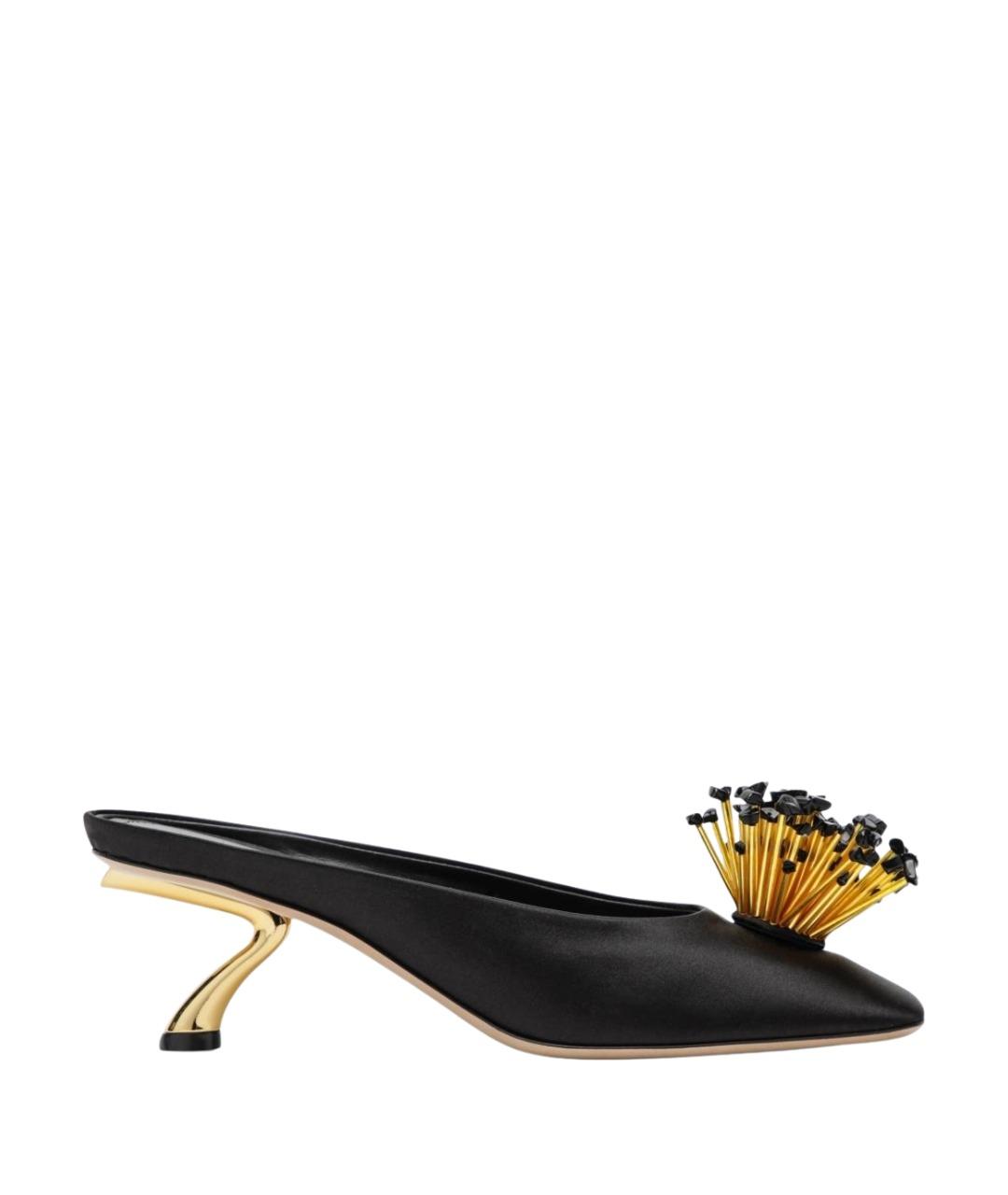 FERRAGAMO Черные текстильные мюли, фото 1