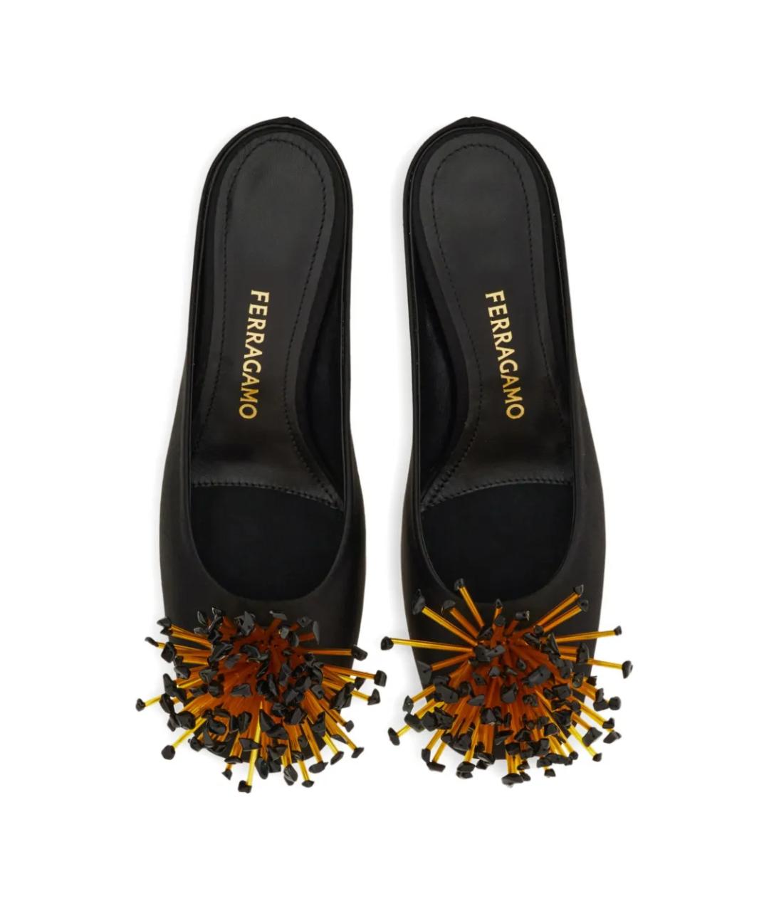 FERRAGAMO Черные текстильные мюли, фото 4