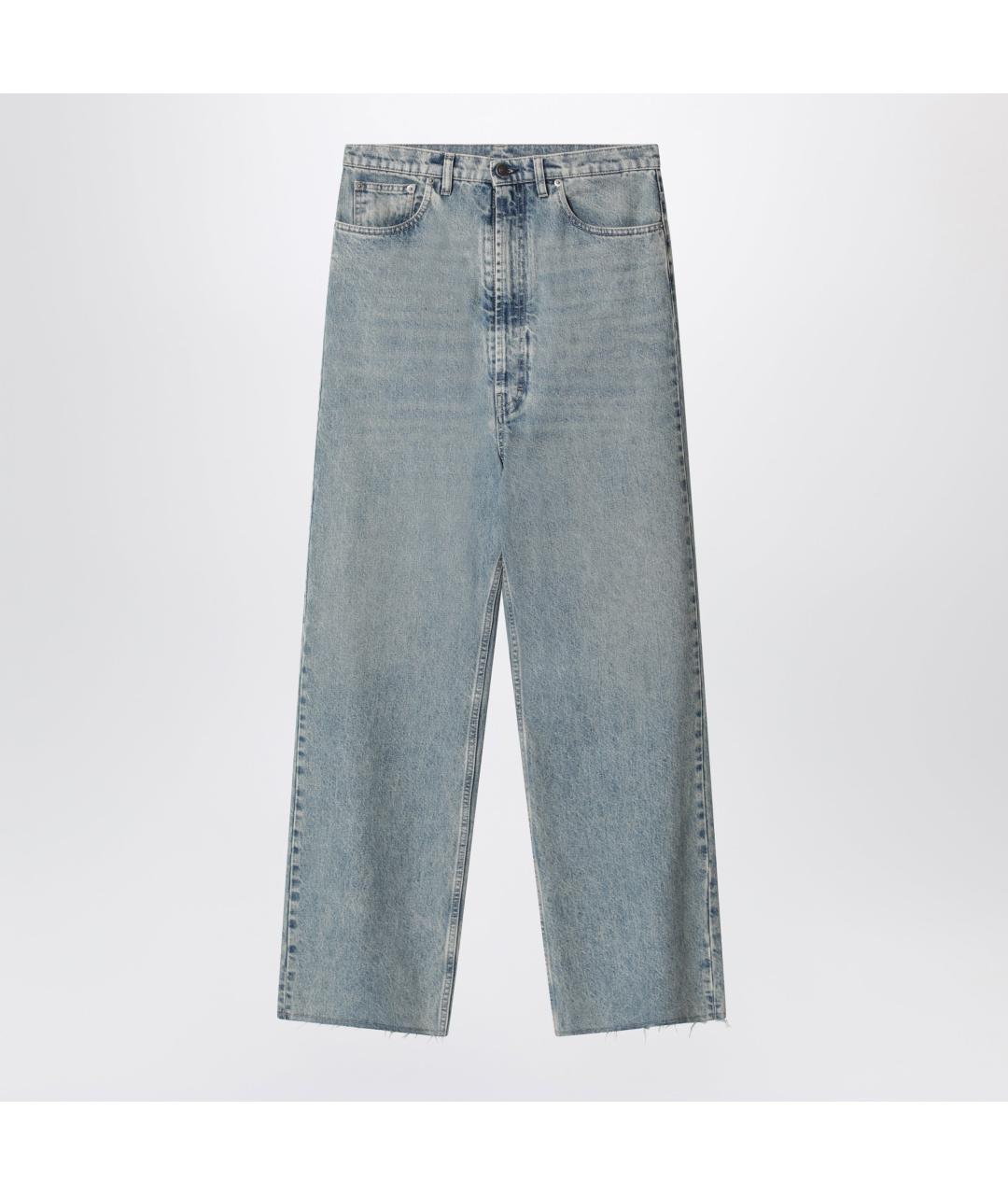 MAISON MARGIELA Голубые хлопковые прямые джинсы, фото 3