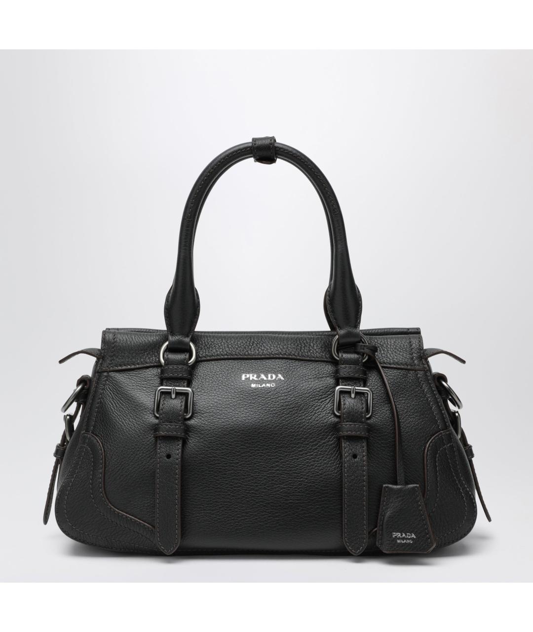 PRADA Черная кожаная сумка с короткими ручками, фото 3