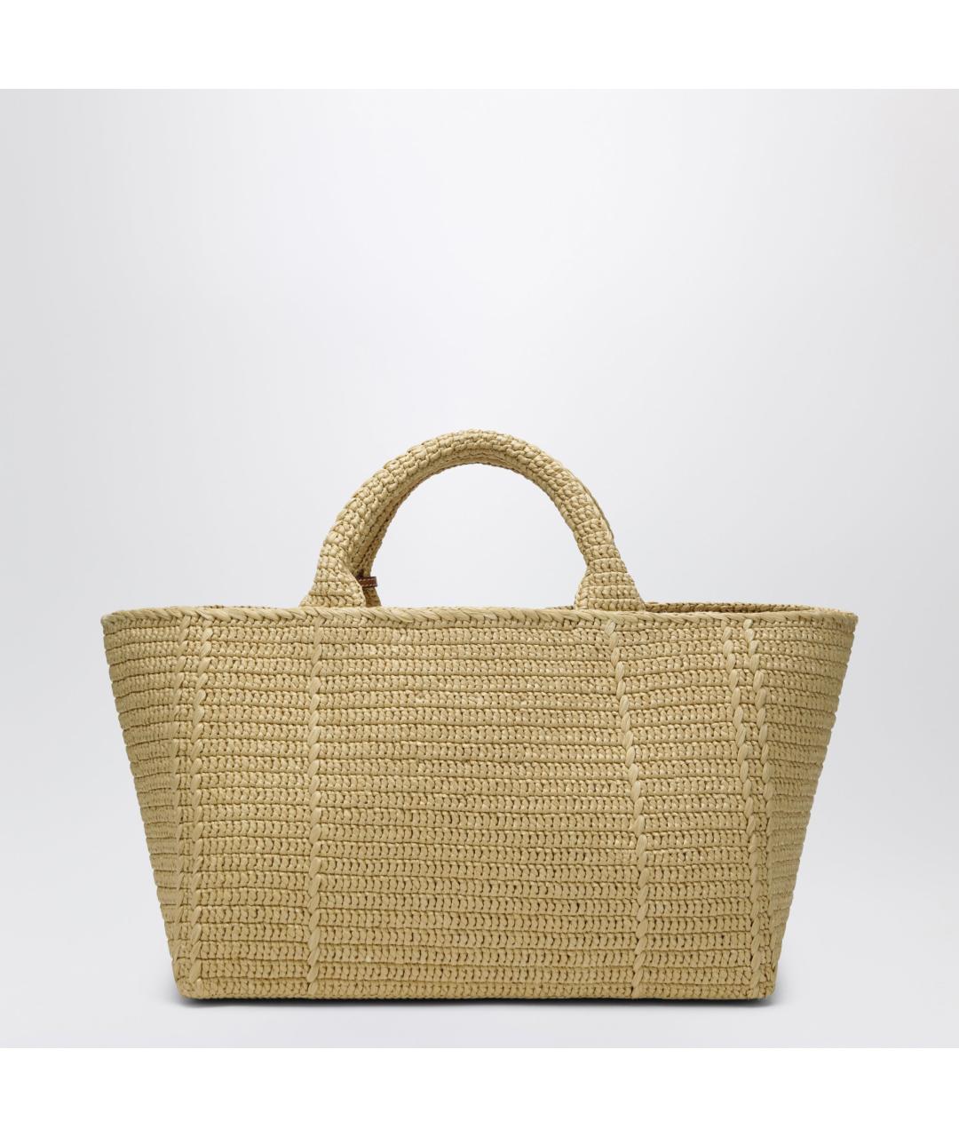 PRADA Желтая пелетеная сумка тоут, фото 2