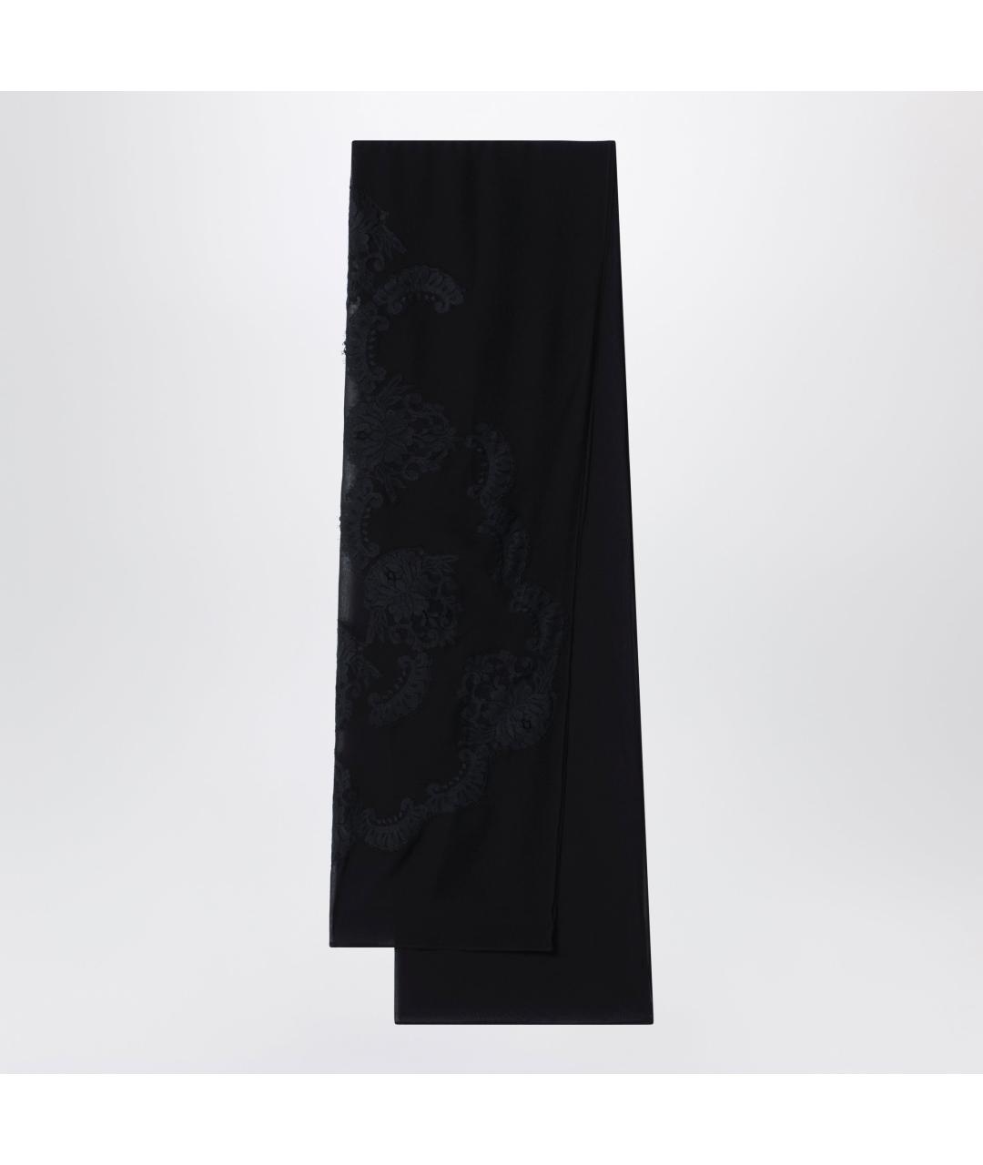 DOLCE&GABBANA Черный шелковый шарф, фото 2