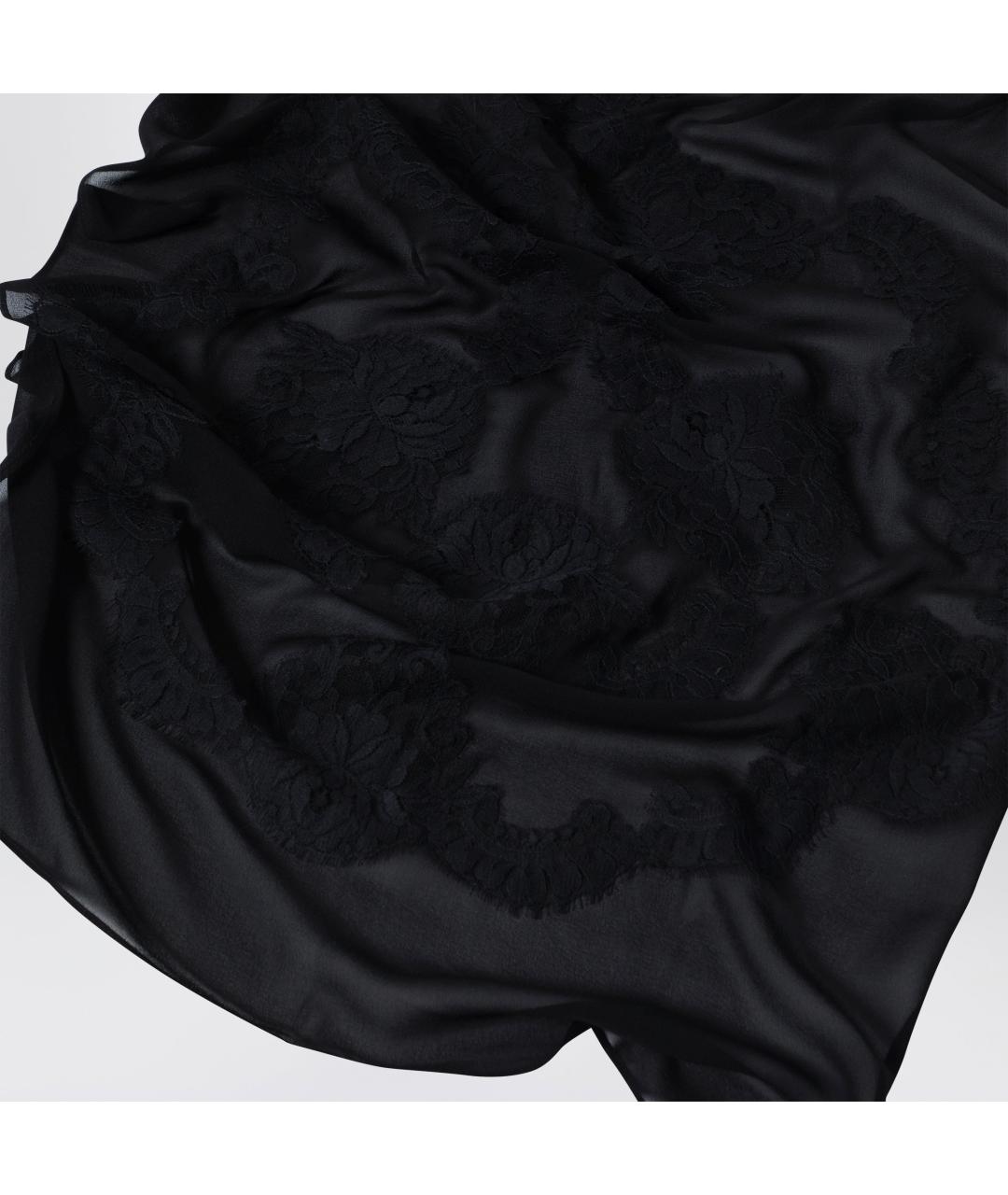 DOLCE&GABBANA Черный шелковый шарф, фото 3
