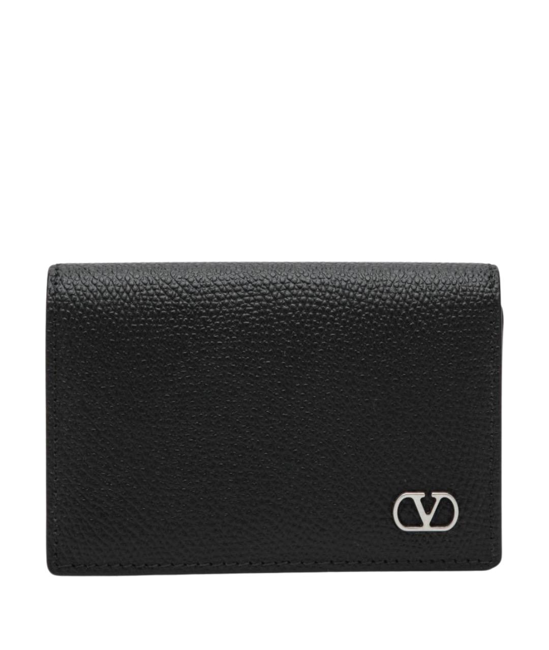VALENTINO Черный кожаный кошелек, фото 1