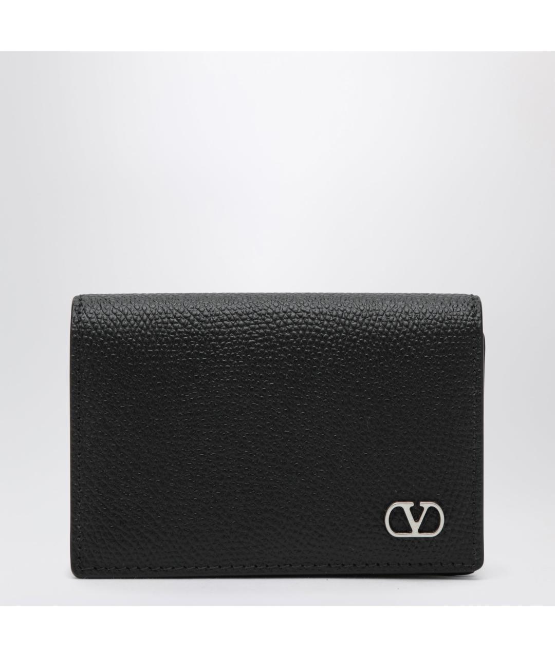 VALENTINO Черный кожаный кошелек, фото 3
