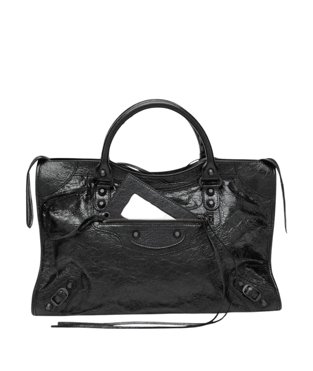 BALENCIAGA Черная кожаная сумка с короткими ручками, фото 1