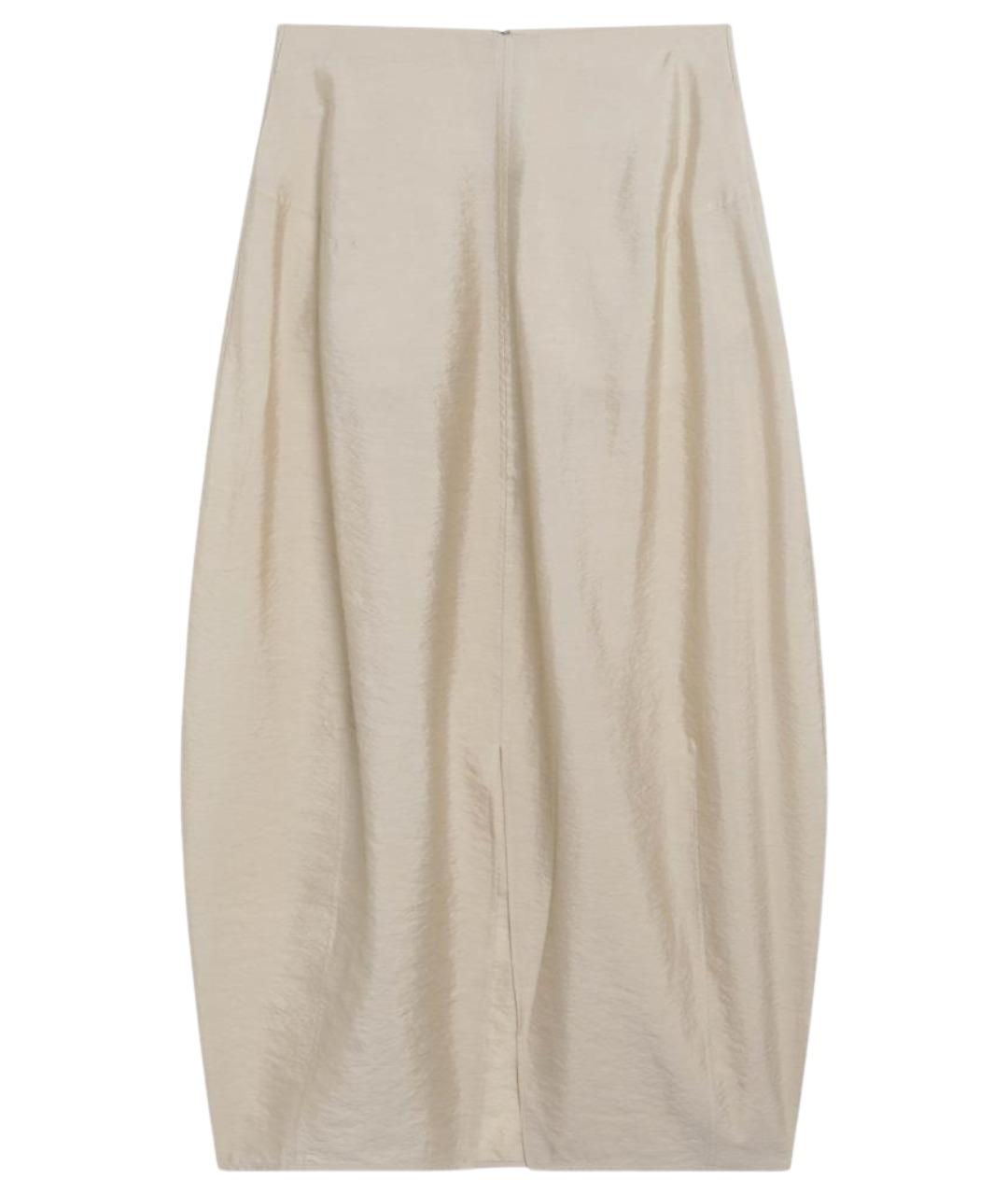 TOTEME Бежевая шелковая юбка миди, фото 1