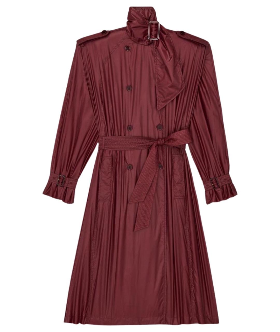 SAINT LAURENT Бордовый полиамидовый тренч/плащ, фото 1