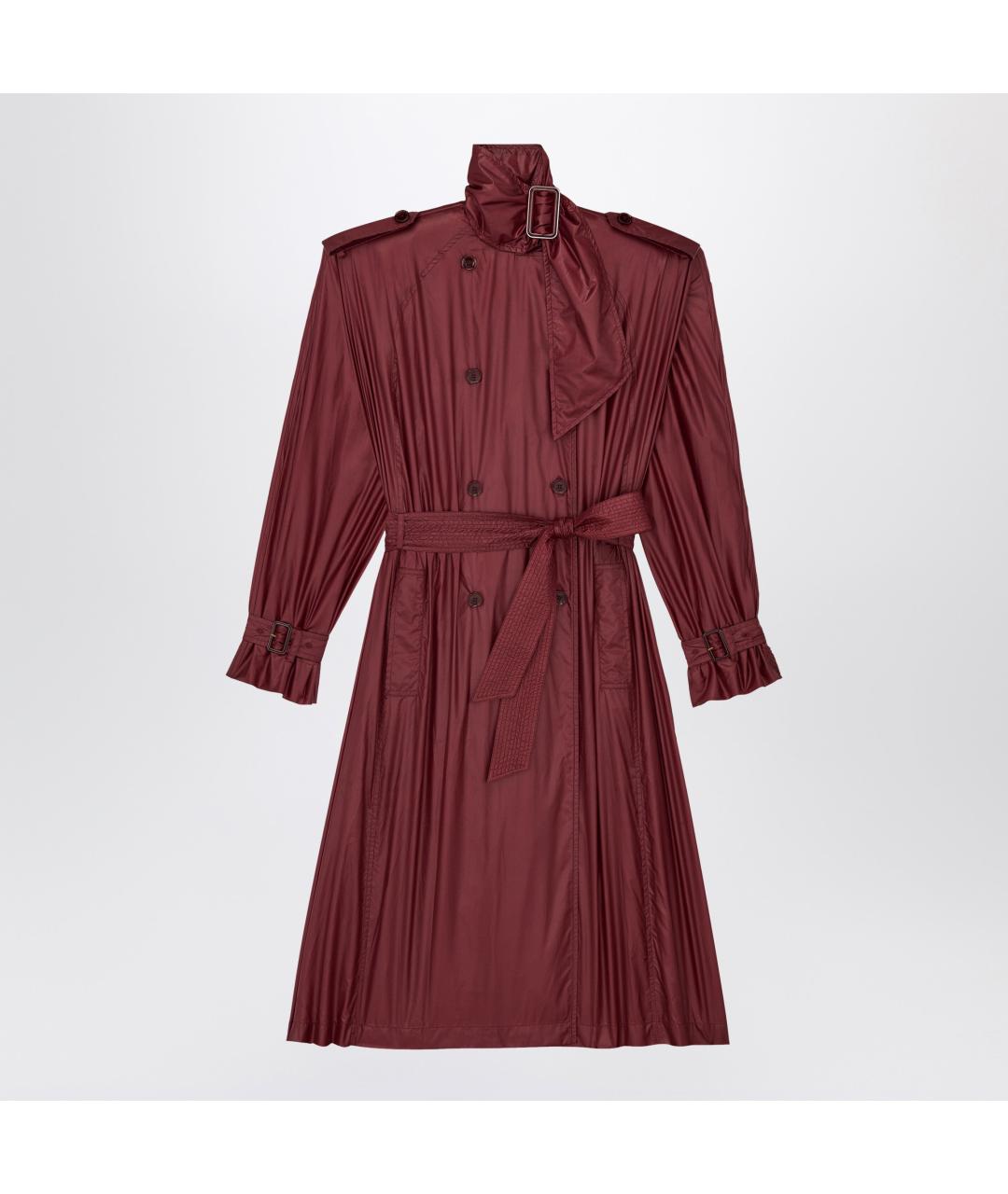 SAINT LAURENT Бордовый полиамидовый тренч/плащ, фото 2