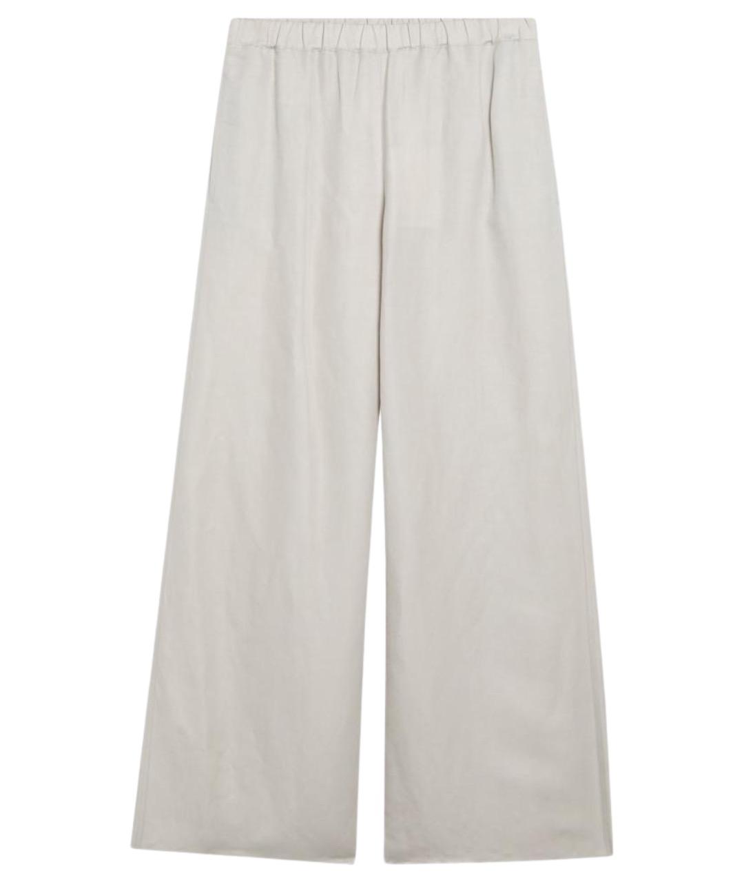 MAX MARA Бежевые шелковые прямые брюки, фото 1