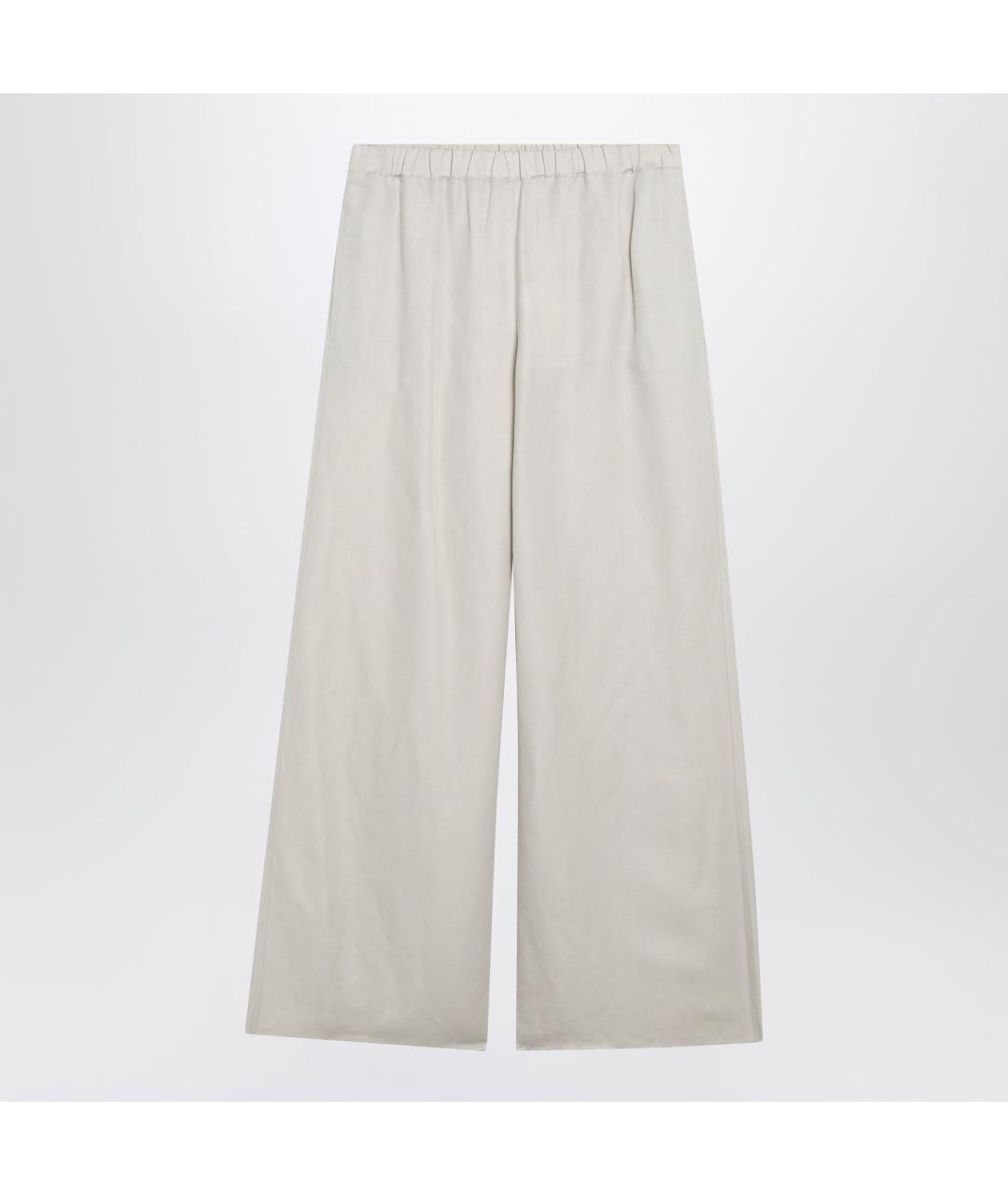 MAX MARA Бежевые шелковые прямые брюки, фото 3