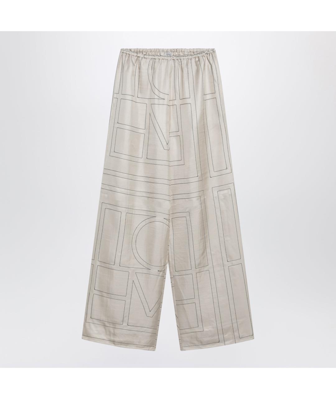 TOTEME Бежевые шелковые прямые брюки, фото 2