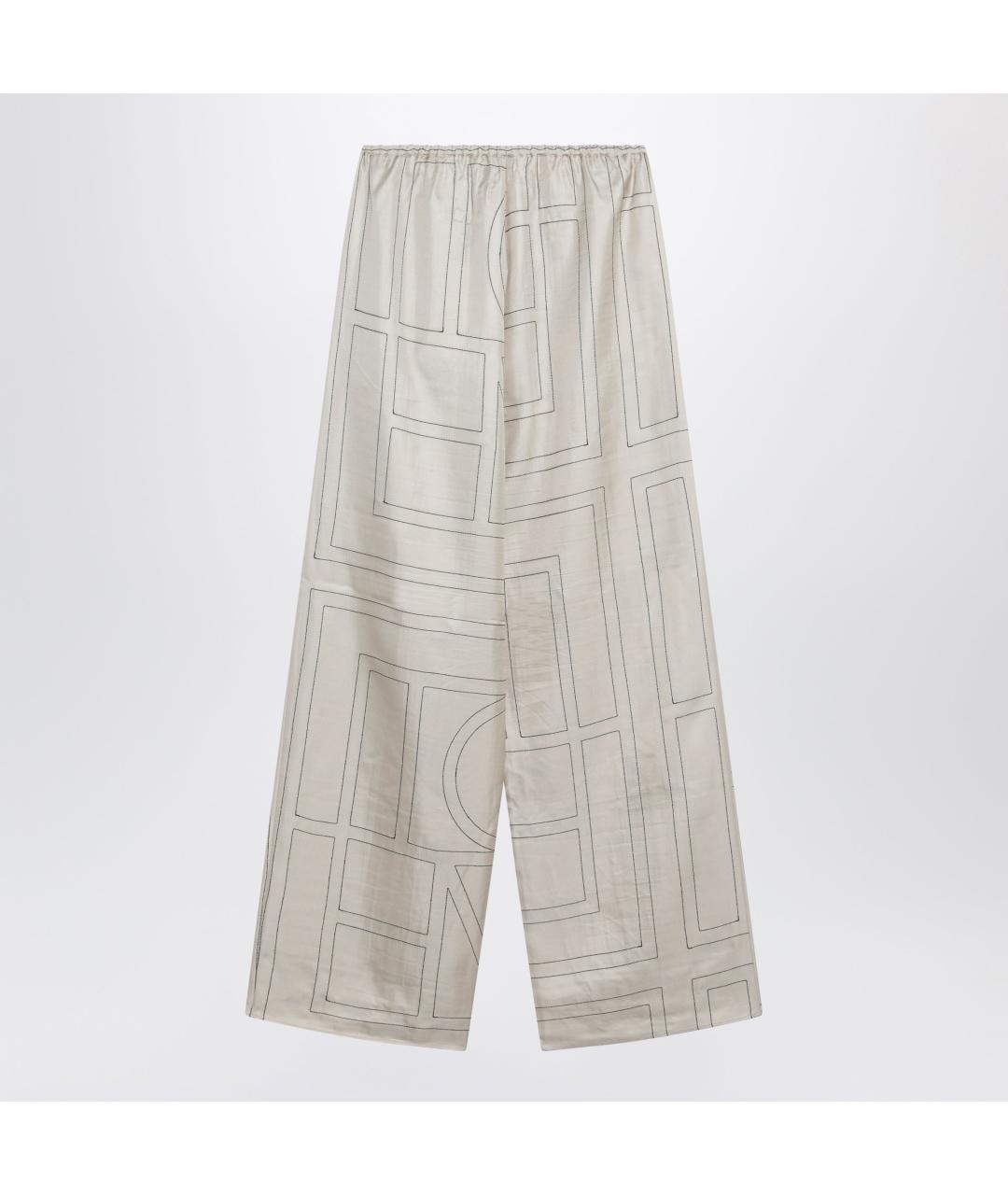 TOTEME Бежевые шелковые прямые брюки, фото 3