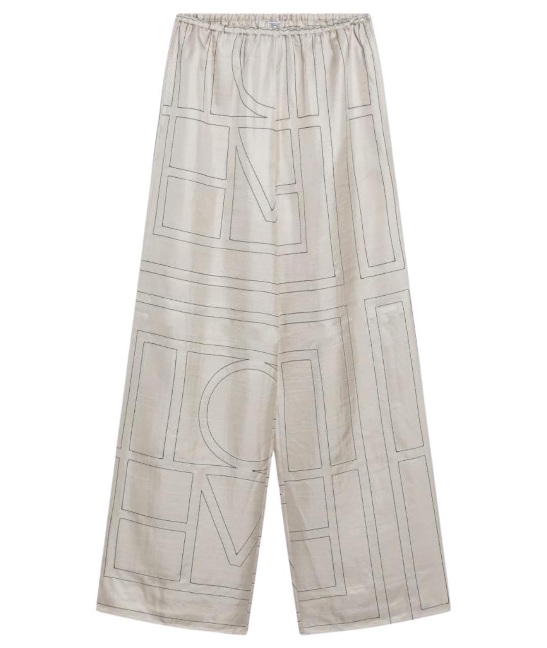 TOTEME Бежевые шелковые прямые брюки, фото 1