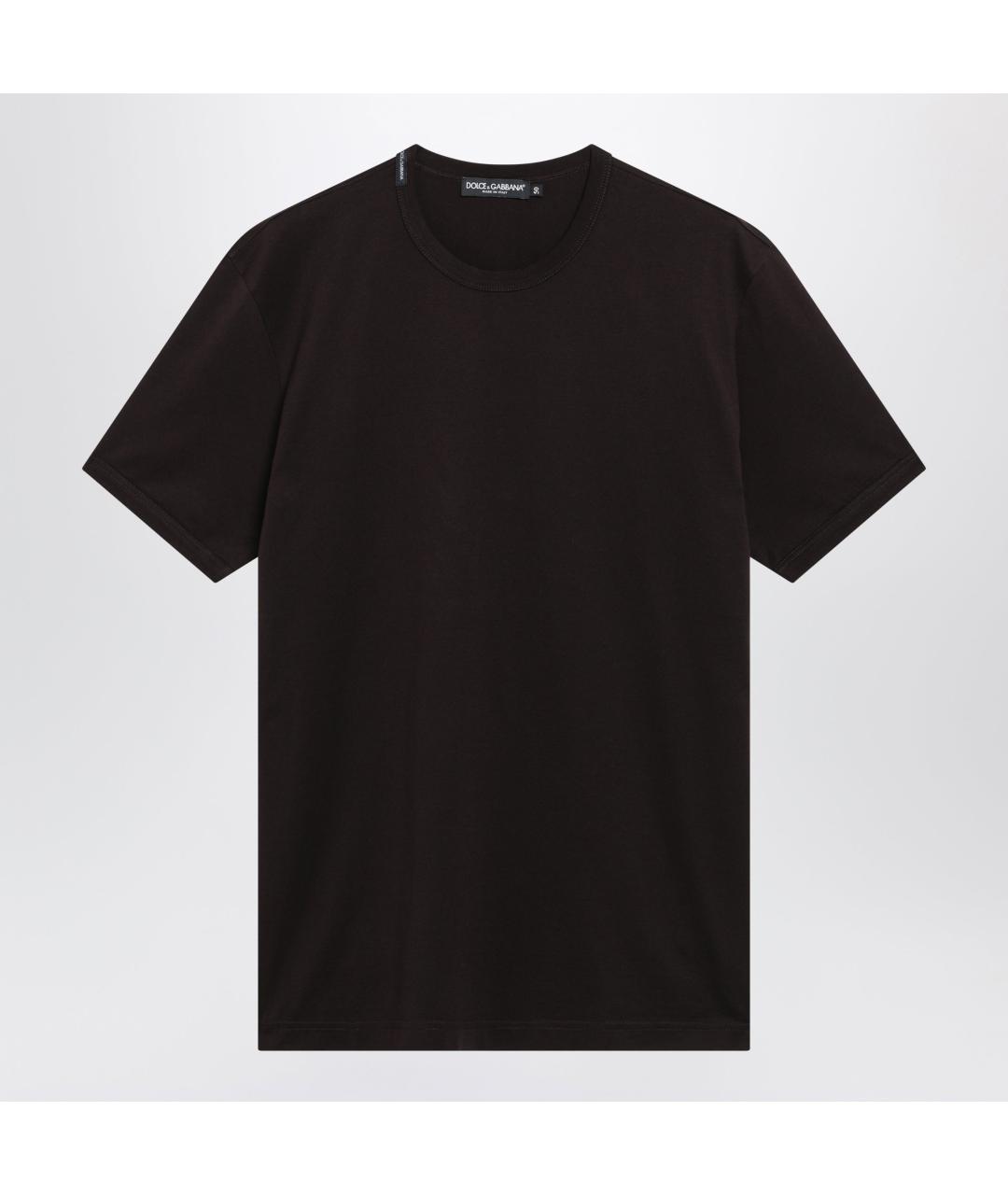 DOLCE&GABBANA Коричневая хлопковая футболка, фото 3