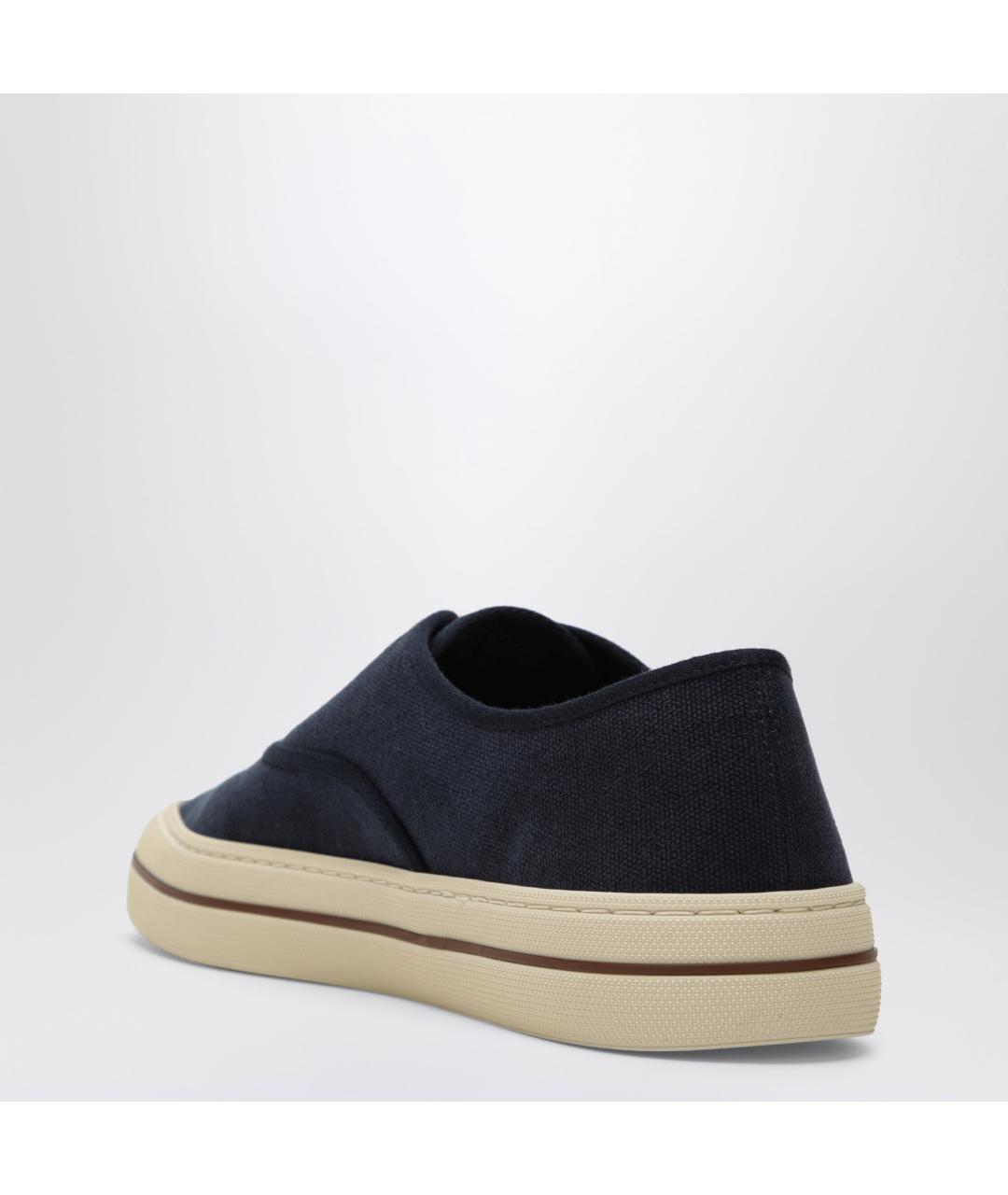 LORO PIANA Синие текстильные низкие кроссовки / кеды, фото 2