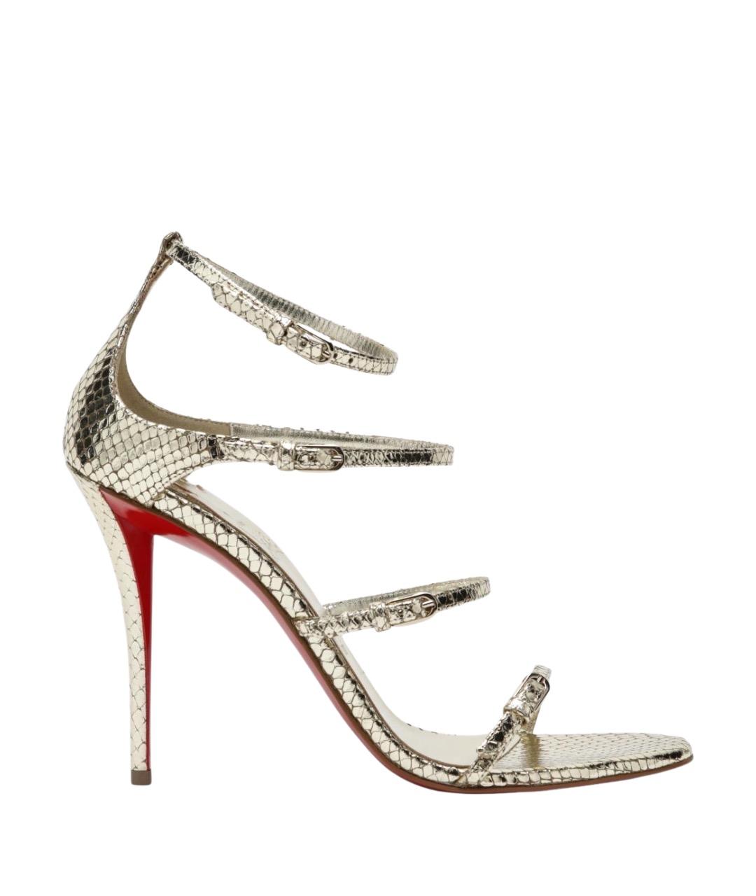 CHRISTIAN LOUBOUTIN Золотые кожаные босоножки, фото 1