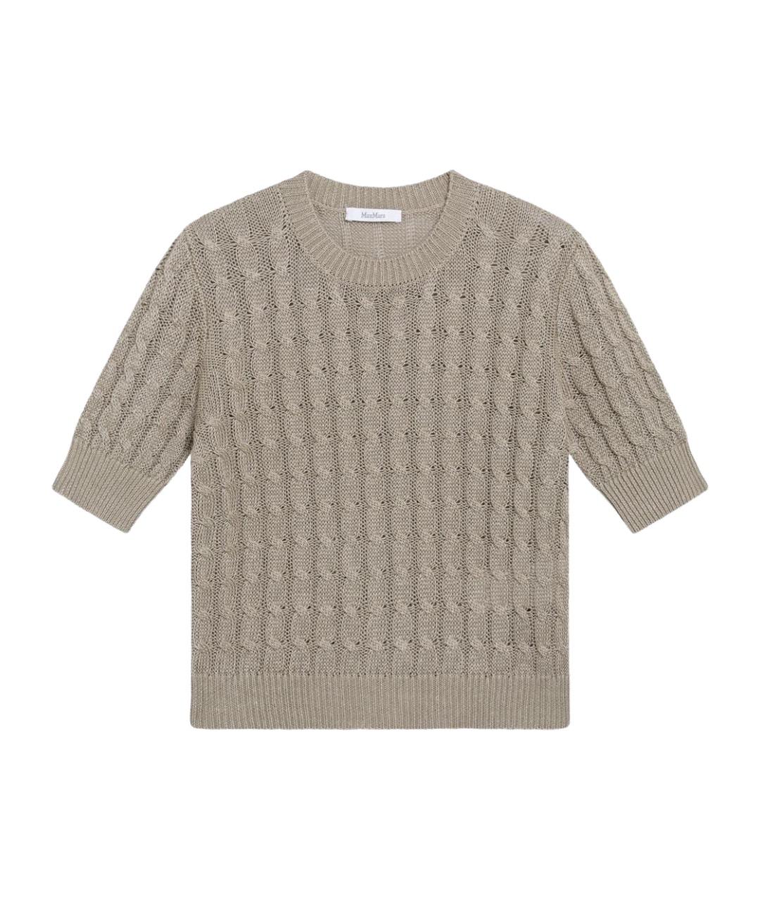 MAX MARA Коричневый льняной джемпер / свитер, фото 1