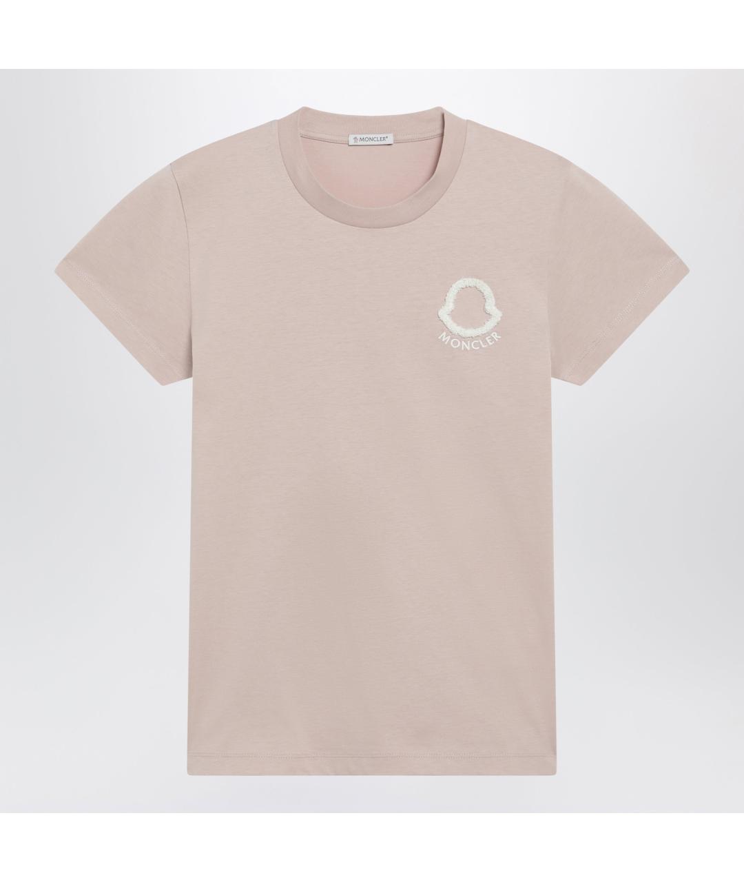 MONCLER Розовая хлопковая футболка, фото 3