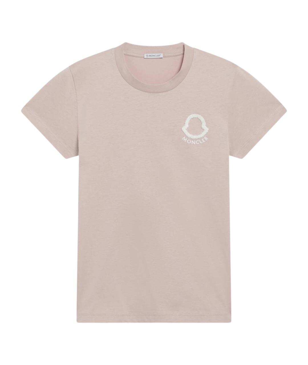 MONCLER Розовая хлопковая футболка, фото 1