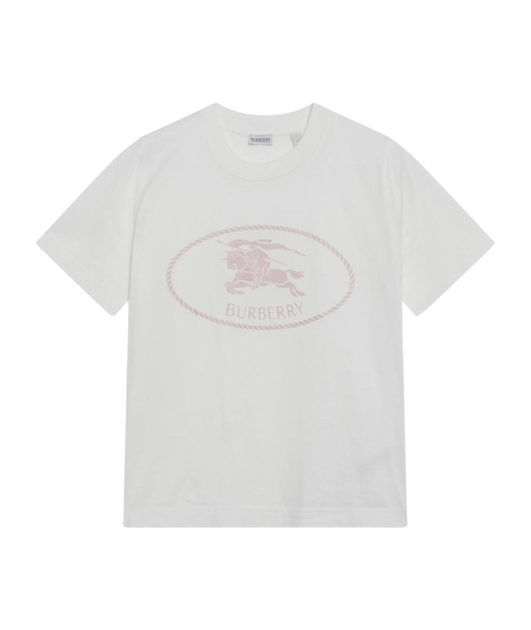 BURBERRY Белая хлопковая футболка, фото 1