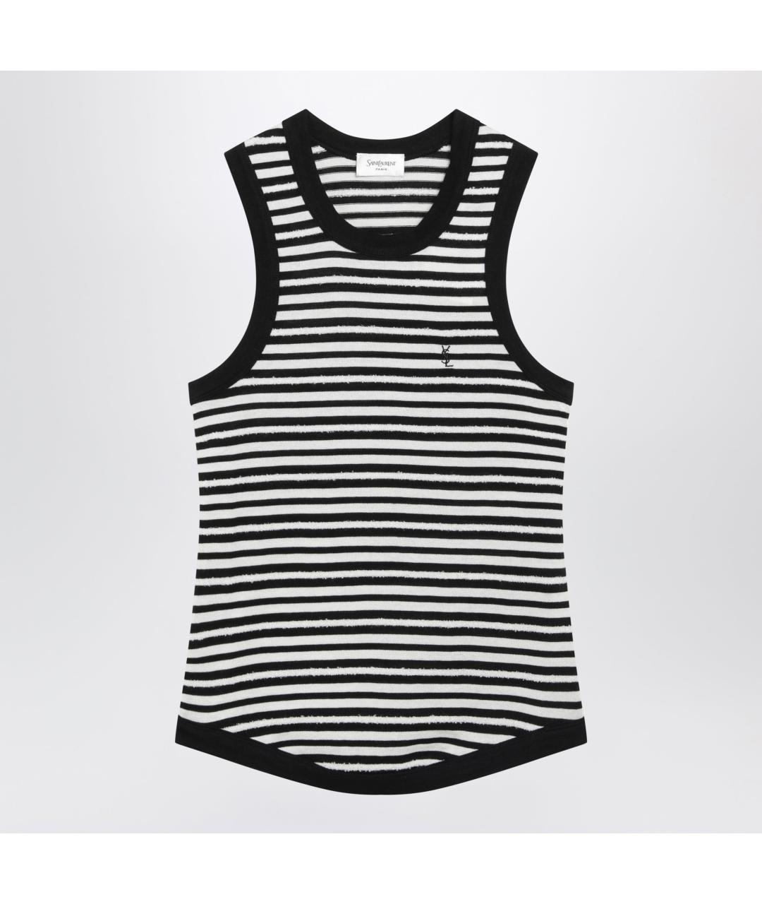 SAINT LAURENT Черная хлопковая майка, фото 4