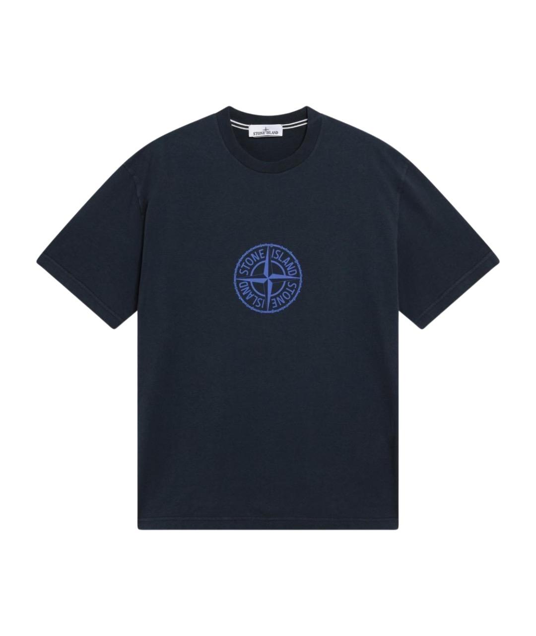 STONE ISLAND Синяя хлопковая футболка, фото 1