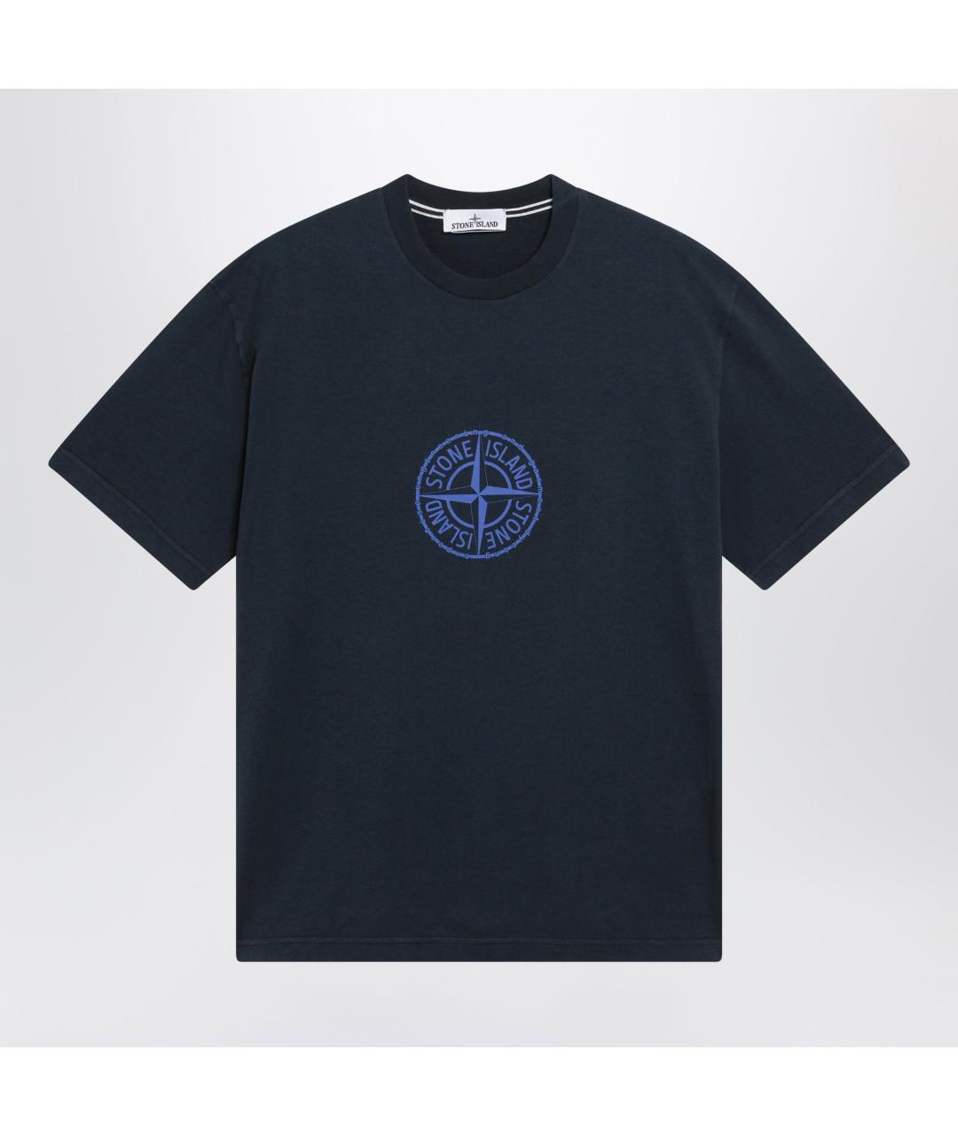 STONE ISLAND Синяя хлопковая футболка, фото 3