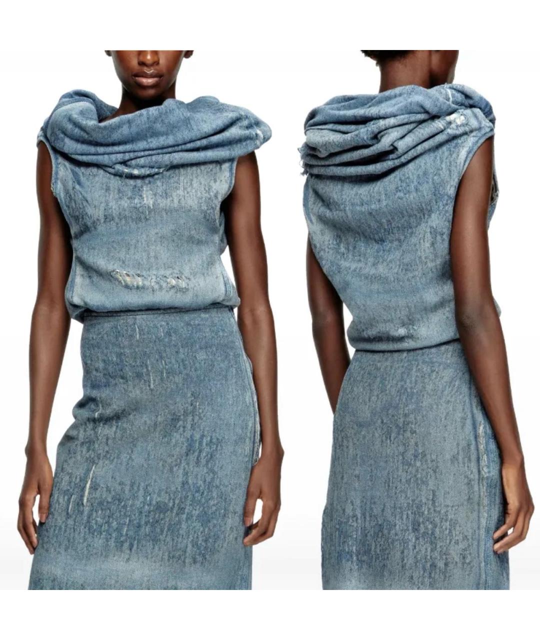 DIESEL Голубая хлопко-эластановая майка, фото 4