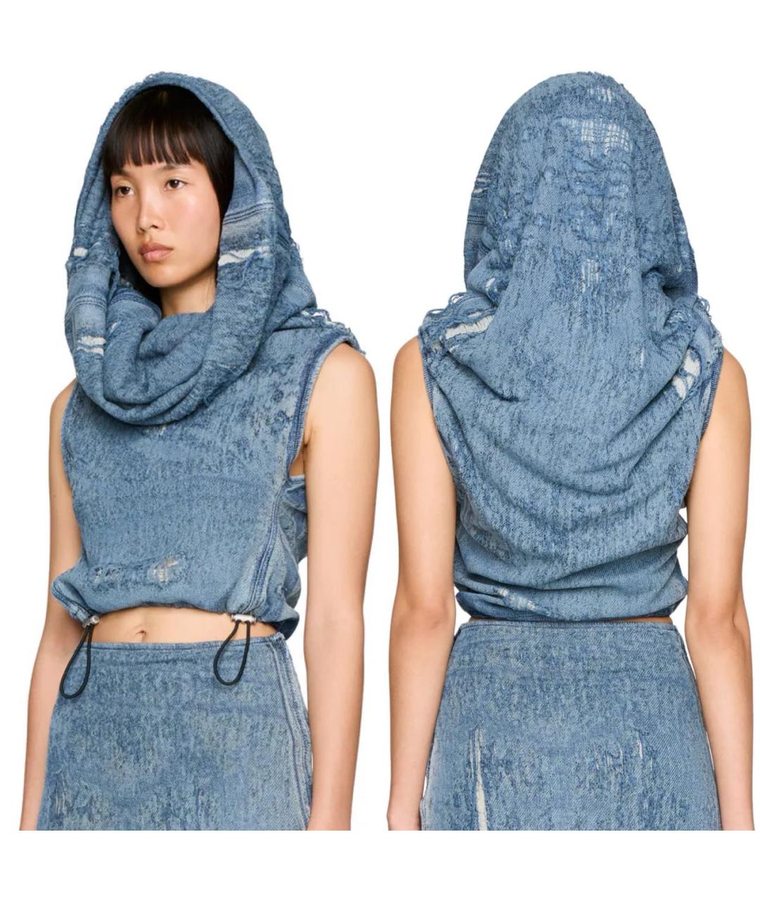 DIESEL Голубая хлопко-эластановая майка, фото 3