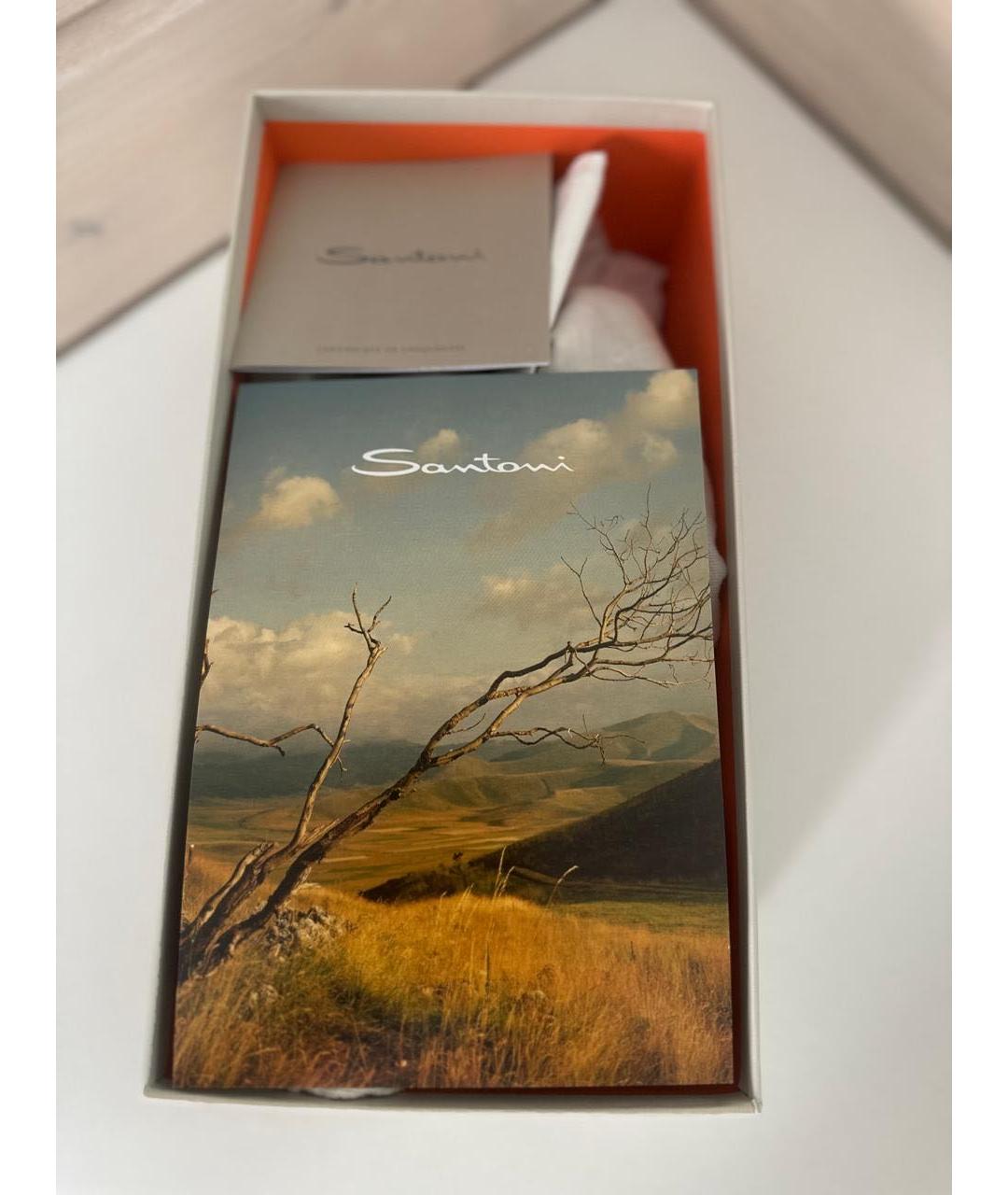 SANTONI Черные кожаные шлепанцы, фото 4