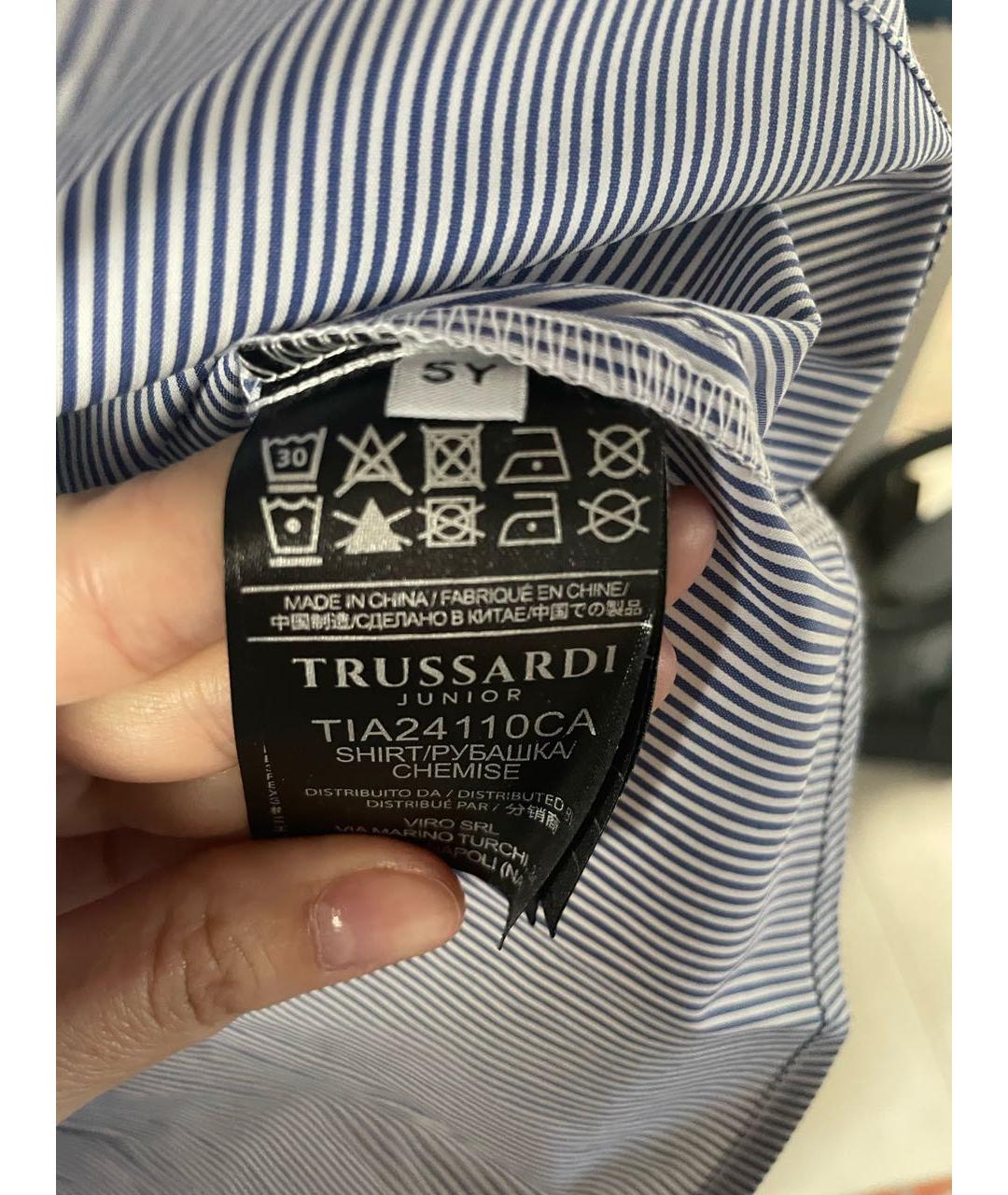 TRUSSARDI Синяя хлопковая детская рубашка, фото 7