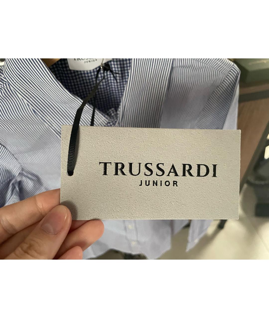 TRUSSARDI Синяя хлопковая детская рубашка, фото 5