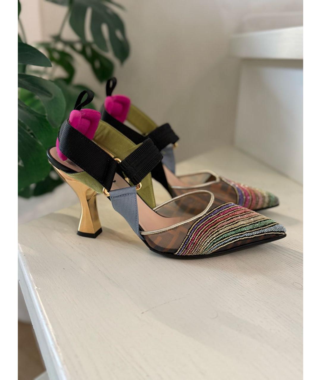 FENDI Мульти босоножки, фото 8