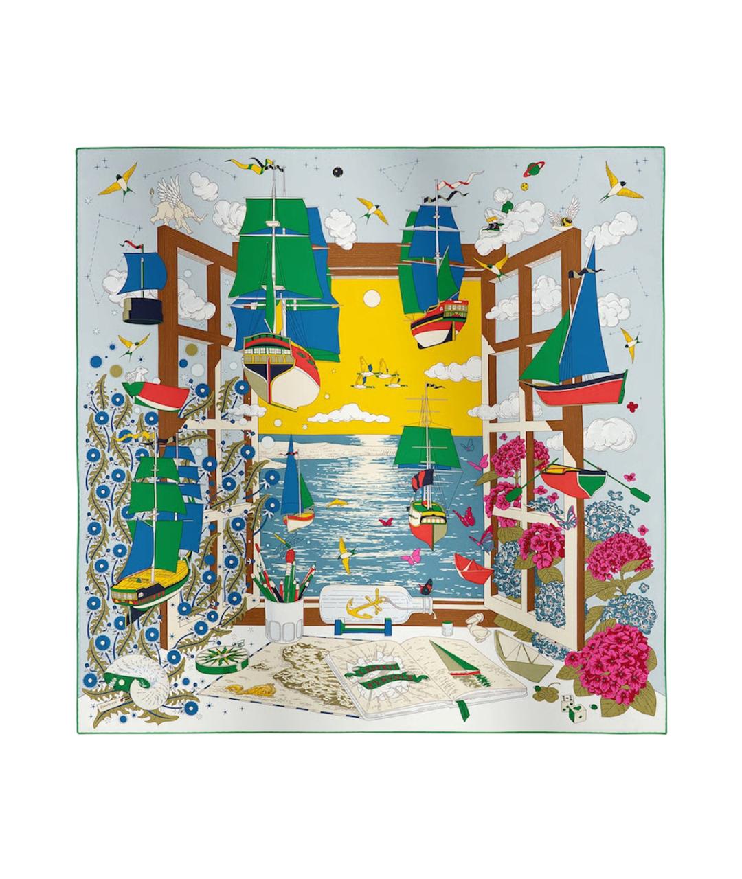 HERMES Мульти шелковый платок, фото 1