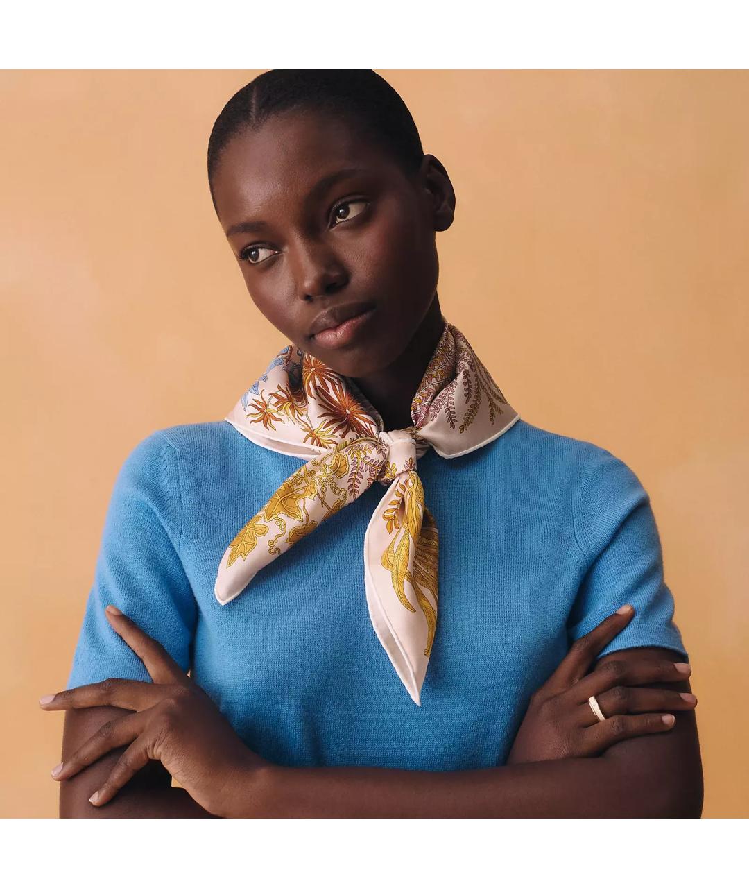 HERMES Оранжевый шелковый платок, фото 4