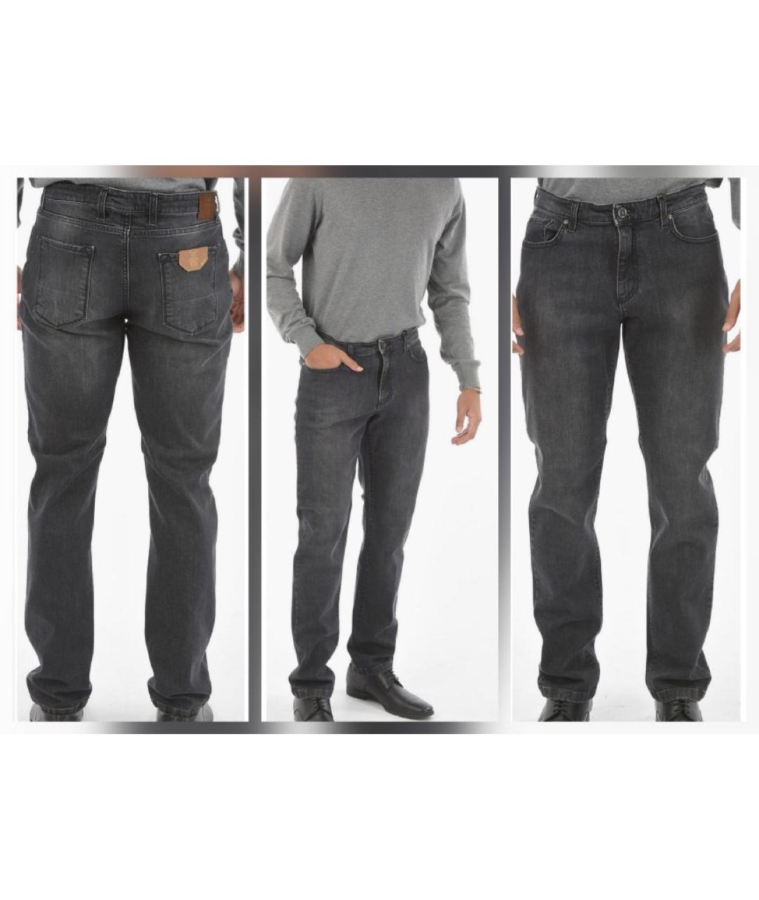 CORNELIANI Серые хлопковые прямые джинсы, фото 7