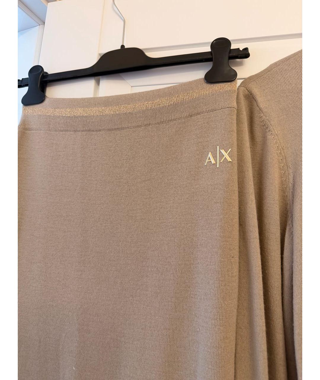 ARMANI EXCHANGE Бежевый шерстяной костюм с юбками, фото 4