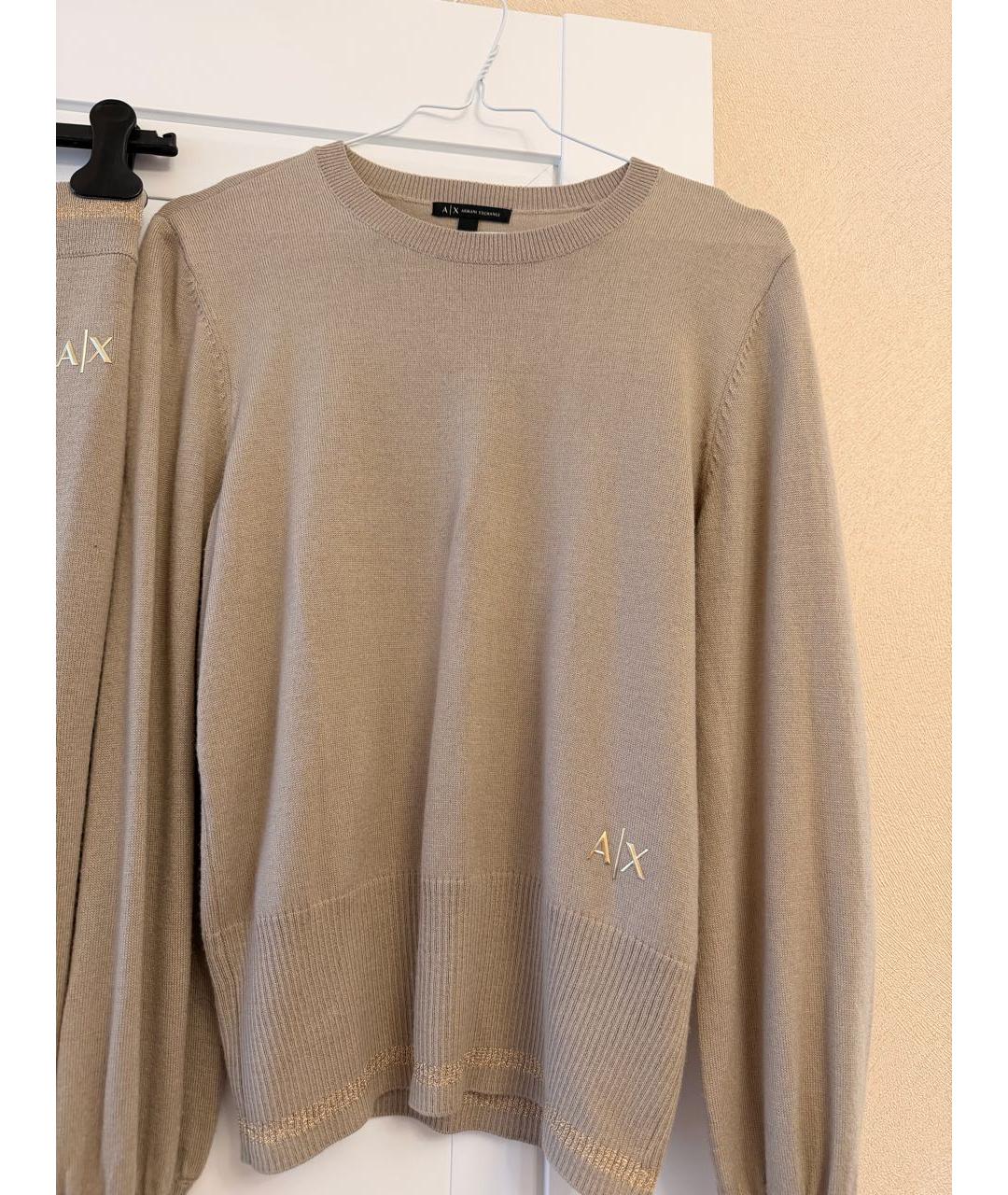 ARMANI EXCHANGE Бежевый шерстяной костюм с юбками, фото 8