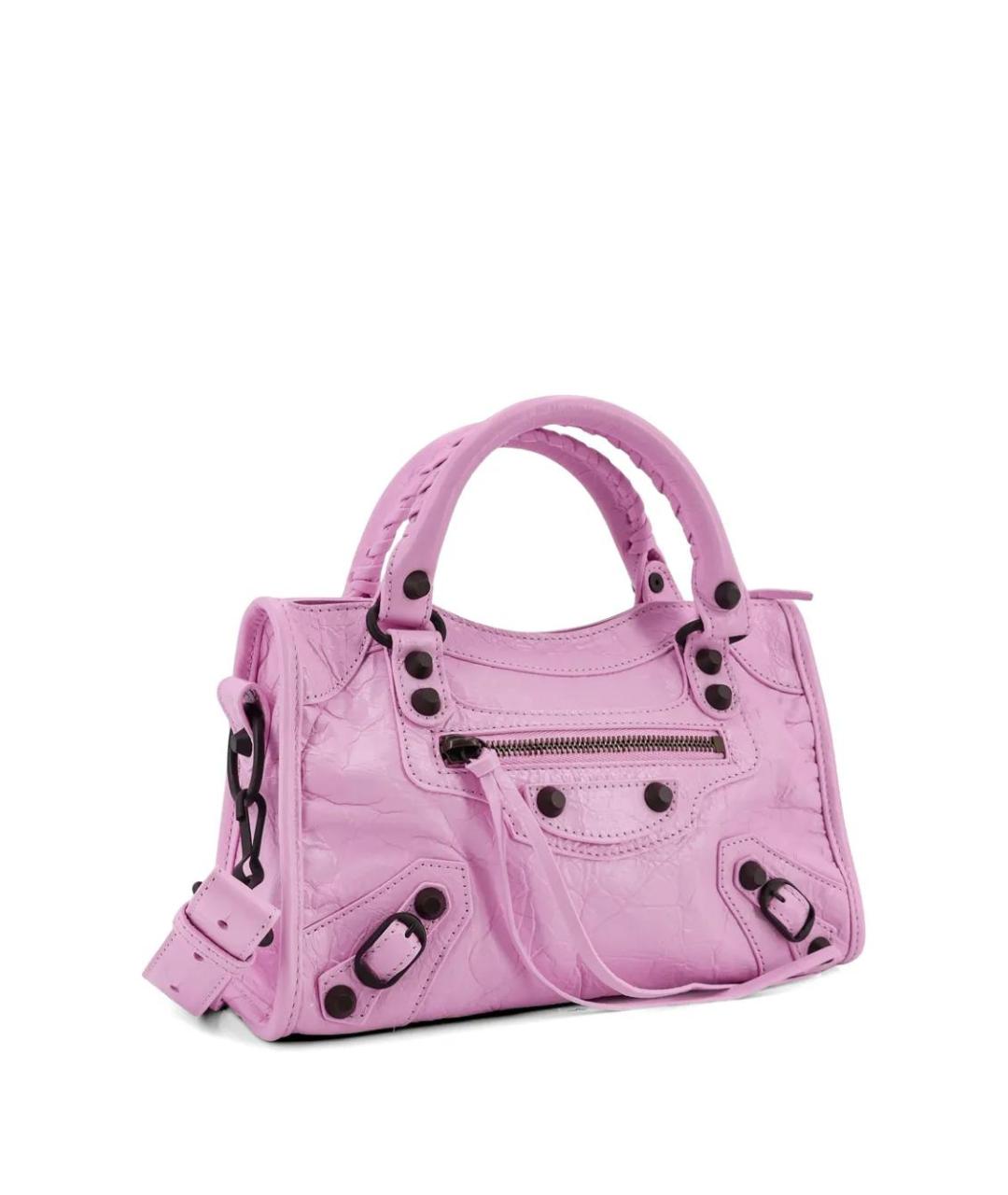 BALENCIAGA Розовая кожаная сумка с короткими ручками, фото 3