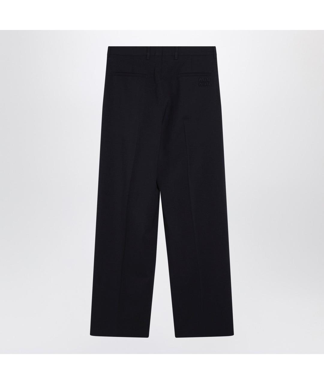 MIU MIU Синие шерстяные прямые брюки, фото 2