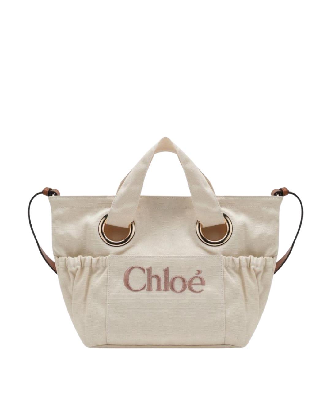 CHLOE Бежевая хлопковая сумка тоут, фото 1
