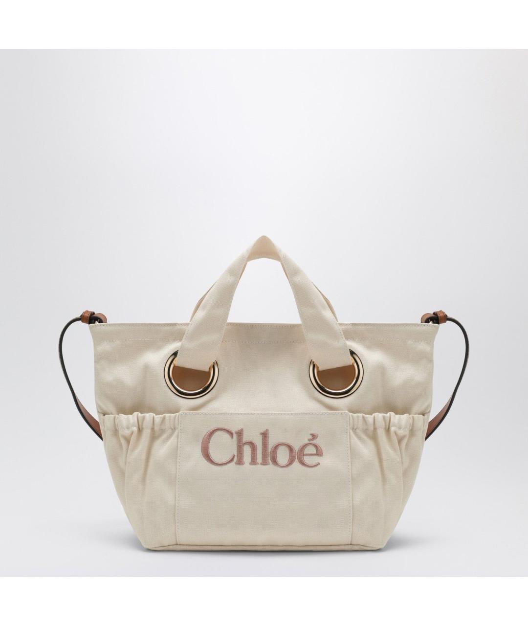 CHLOE Бежевая хлопковая сумка тоут, фото 3