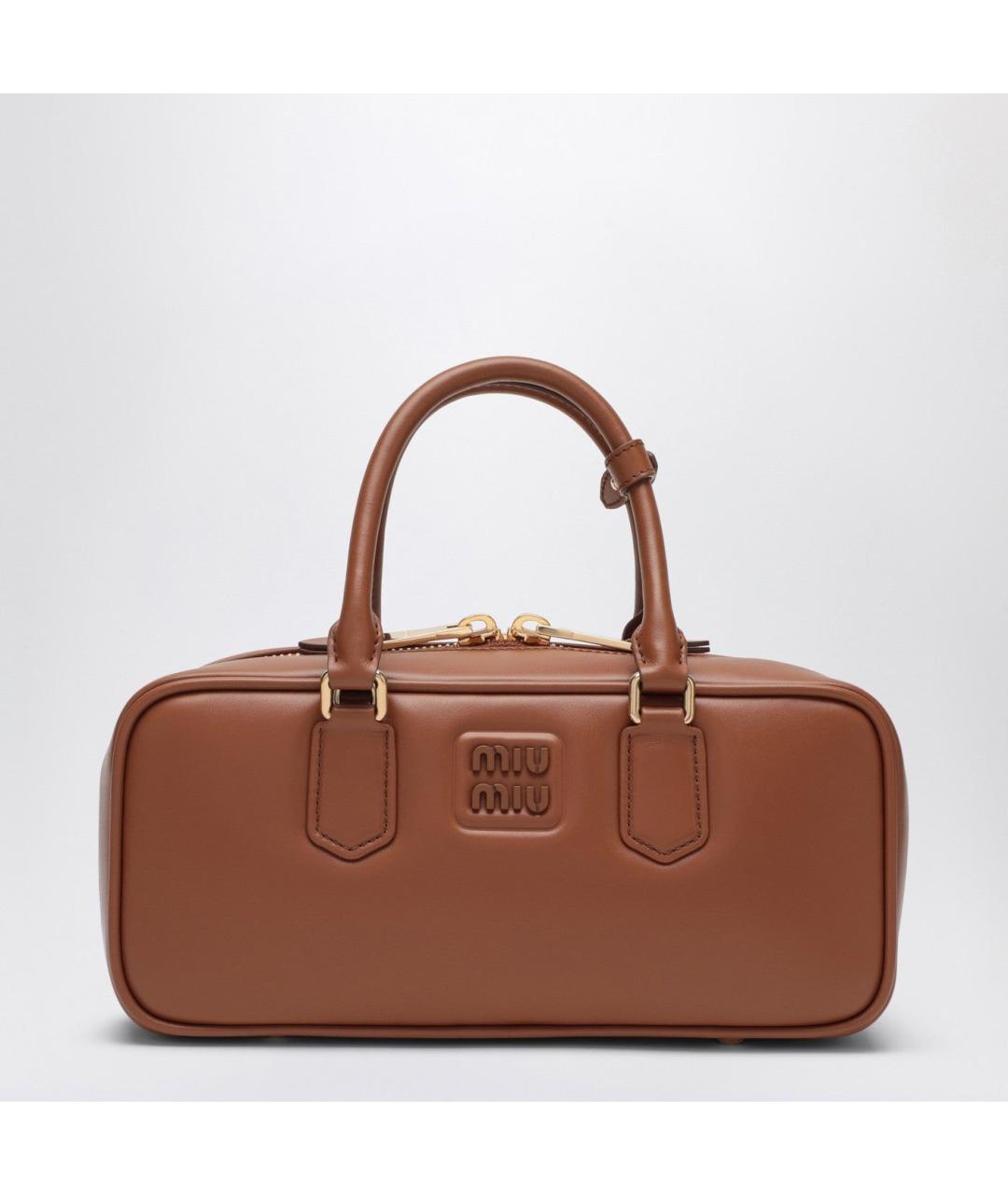 MIU MIU Коричневая кожаная сумка с короткими ручками, фото 3
