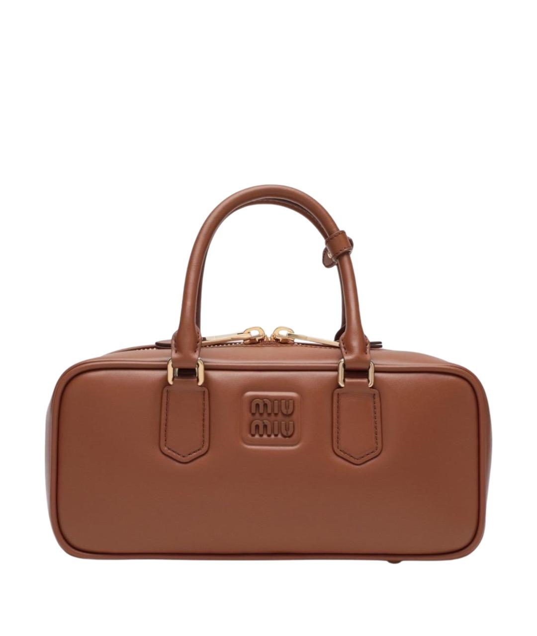 MIU MIU Коричневая кожаная сумка с короткими ручками, фото 1